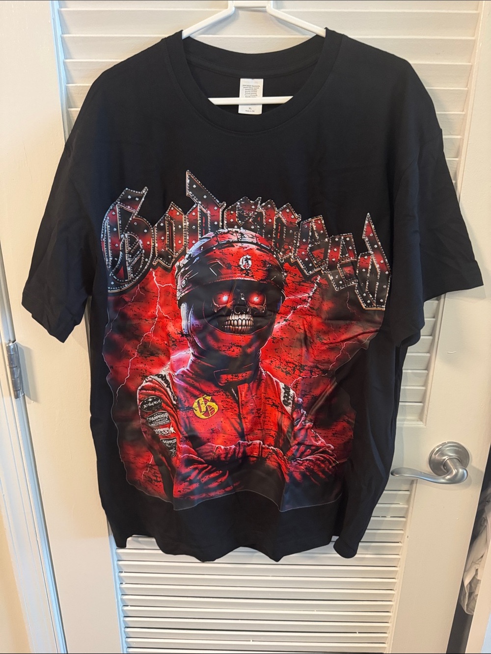 New! Godspeed "Podium Dreams" black t-shirt/skeletal racing driver with glowing👀